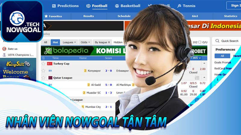 Đội ngũ nhân viên nowgoal tận tâm 